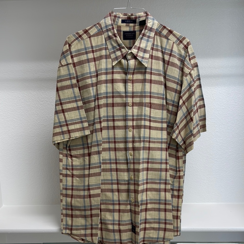 American Khakis‎ Men’s XL Big Shirt 100% Cotton Short Sleeve Button Down Shirt
